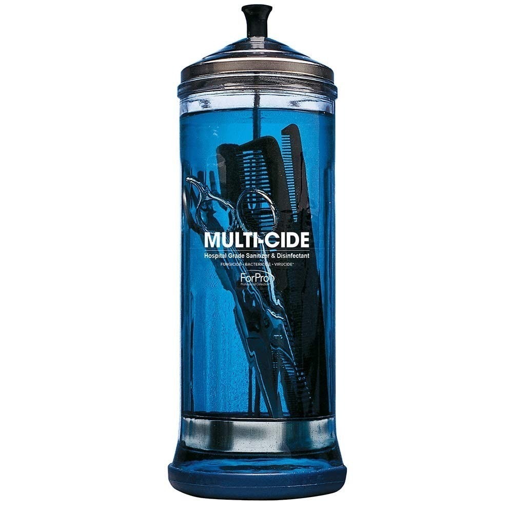 NEW ForPro Multi-Cide Tall Glass‎ Jar, for All Hairstyling Tools/ Brushes
